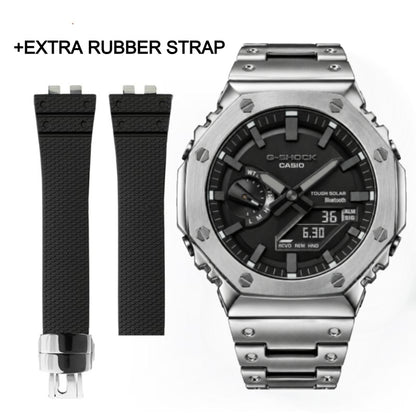 [Exclusive] Premium Silver Steel Solar G-Shock Mod