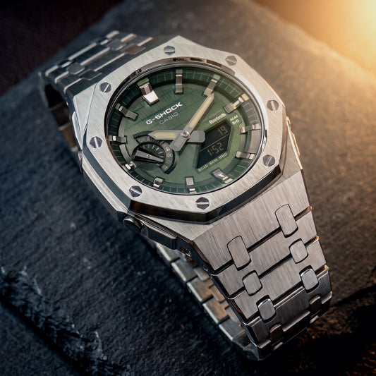 [Exclusive] Green Waffle & Silver Solar G-Shock Mod