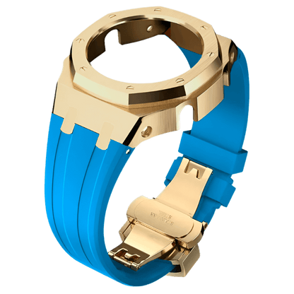 G-TUNE LightBlue & Gold LightBlue Rubber and Gold Steel Band LightBlue Rubber and Gold Steel Band