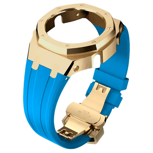 G-TUNE LightBlue & Gold LightBlue Rubber and Gold Steel Band LightBlue Rubber and Gold Steel Band