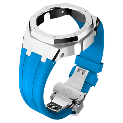 G-TUNE LightBlue & Silver LightBlue Rubber and Silver Steel Band LightBlue Rubber and Silver Steel Band