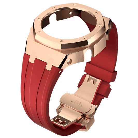 G-TUNE Red & RoseGold Red Rubber and RoseGold Steel Band Red Rubber and RoseGold Steel Band