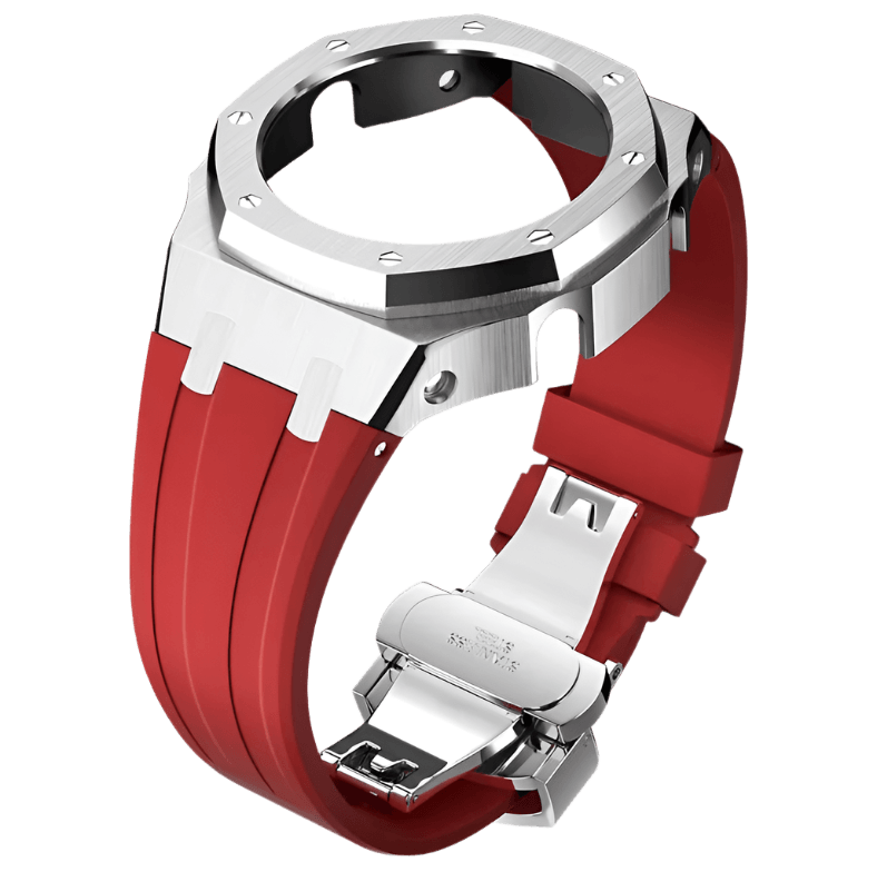 G-TUNE Red & Silver Red Rubber and Silver Steel Band Red Rubber and Silver Steel Band