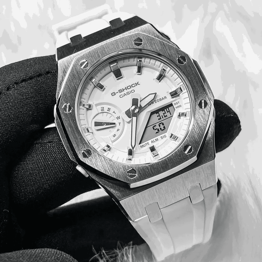 G-TUNE White & Silver G-Shock Mod White & Silver G-Shock Mod