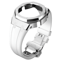 G-TUNE White & Silver White Rubber and Silver Steel Band White Rubber and Silver Steel Band