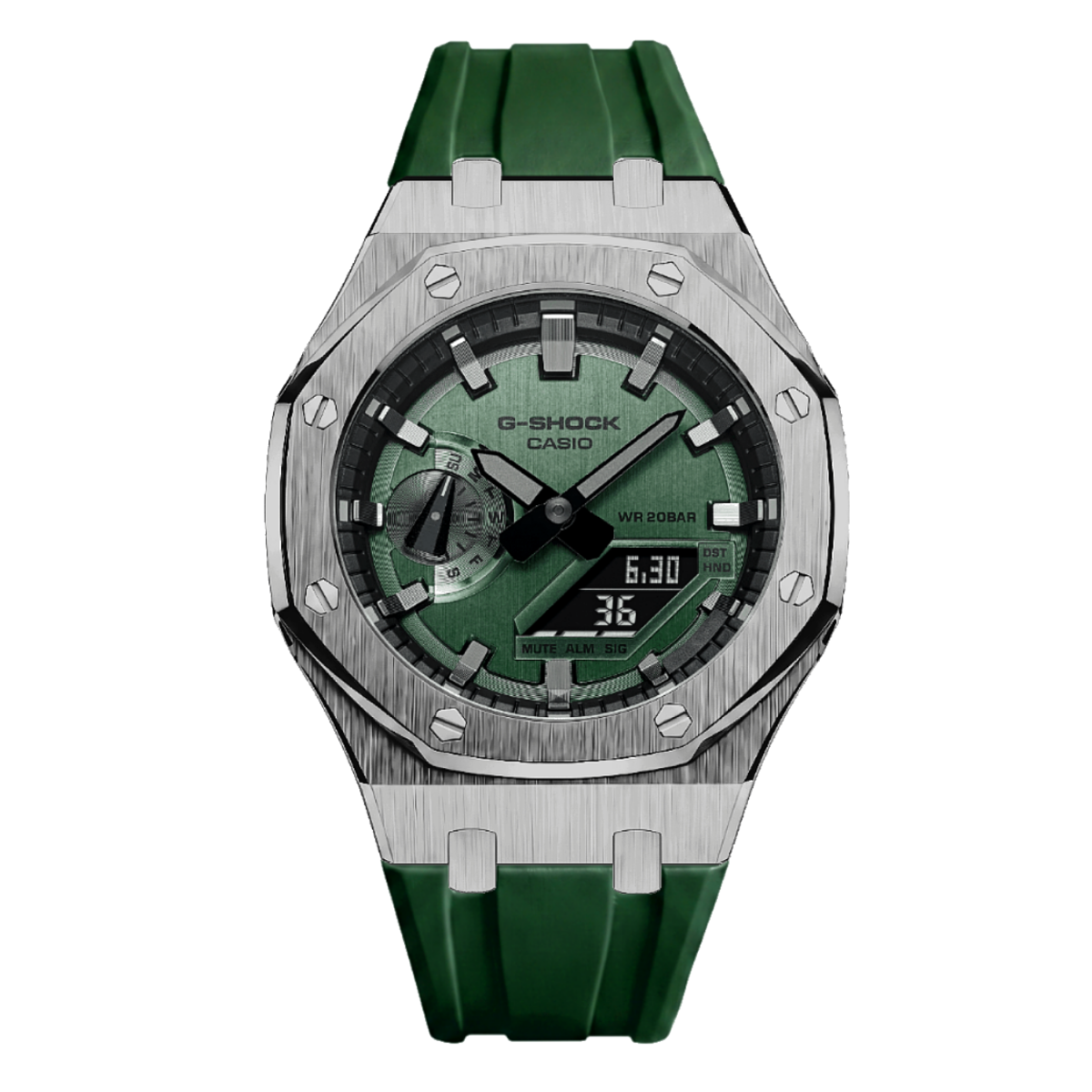 Premium Silver & Green G-Shock Mod