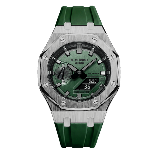 Premium Silver & Green G-Shock Mod