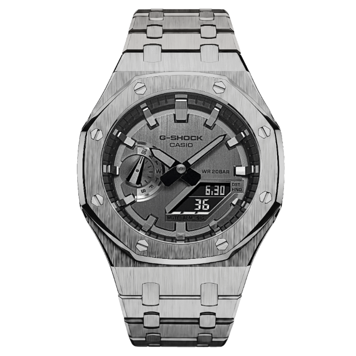 Premium Full Silver Steel G-Shock Mod