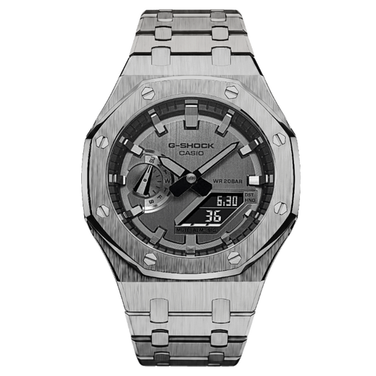 Premium Full Silver Steel G-Shock Mod