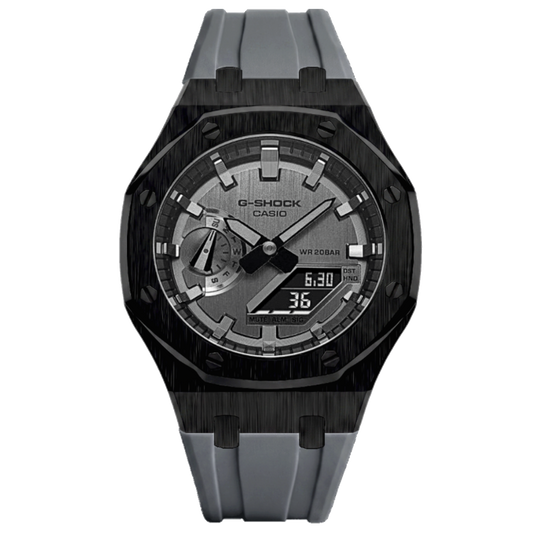 Premium Black & Silver Steel G-Shock Mod