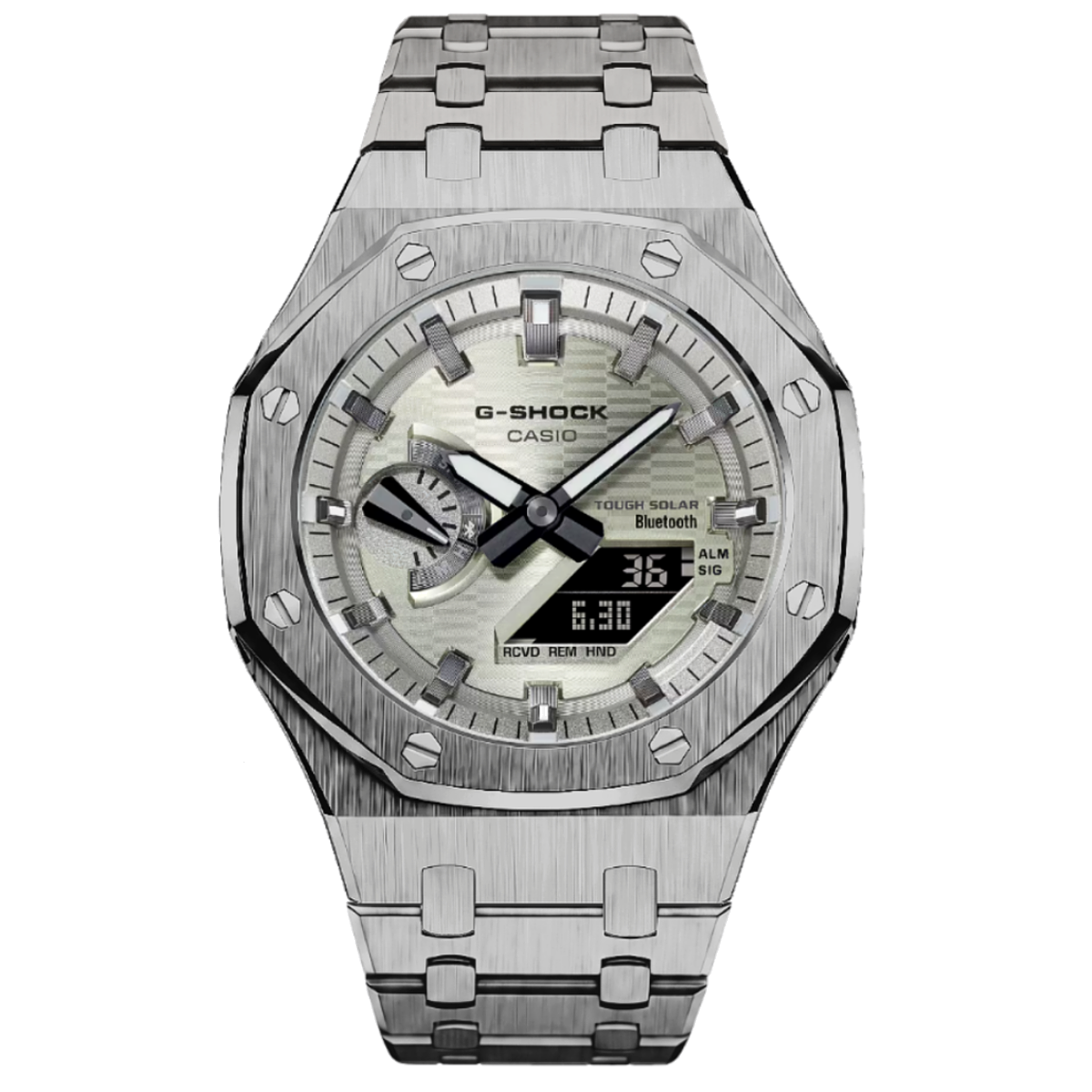 [Exclusive] Premium White & Silver Solar G-Shock Mod