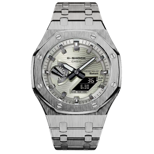 [Exclusive] Premium White & Silver Solar G-Shock Mod